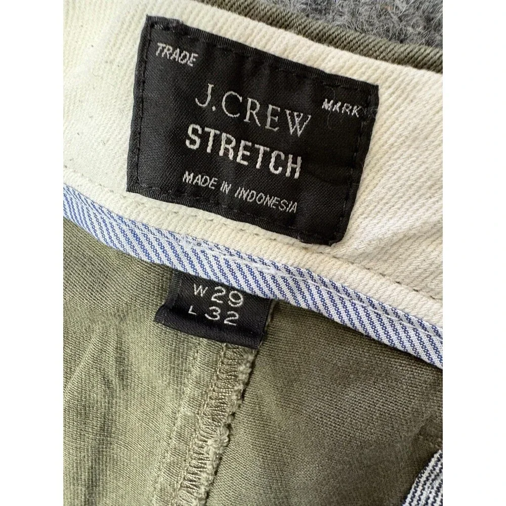 J.CREW Chino Pants Mens 31x32 Green Slim Fit Stretch Straight Flat Front Casual
